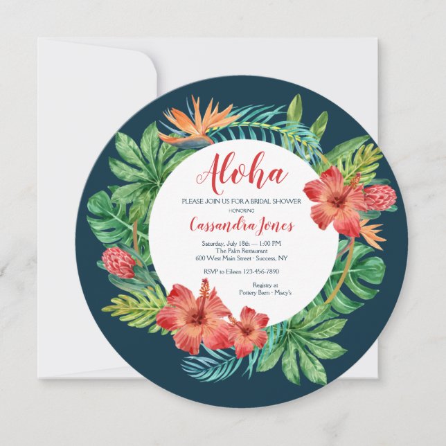 Tropical Flowers Bridal Shower Invitation (Front)