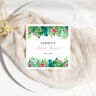 Tropical Flowers Bridal Shower Napkins