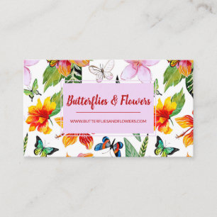 Tropical Flowers & Butterflies Business Card