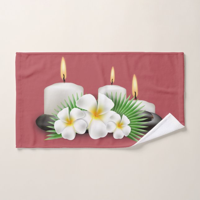 Tropical Flowers & Candles Bath Towels Decor (Hand Towel)
