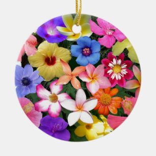 Tropical Flowers Ceramic Tree Decoration