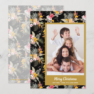 Tropical Flowers Christmas Photo Holiday Card