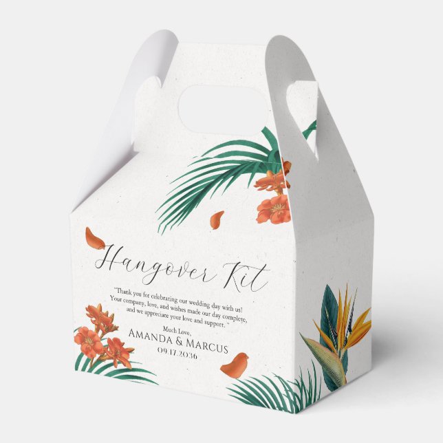 Tropical Flowers Classy Wedding Favour Box (Front Side)