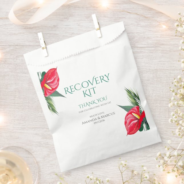 Tropical Flowers Classy Wedding Recovery Kit Favou Favour Bags (Clipped)