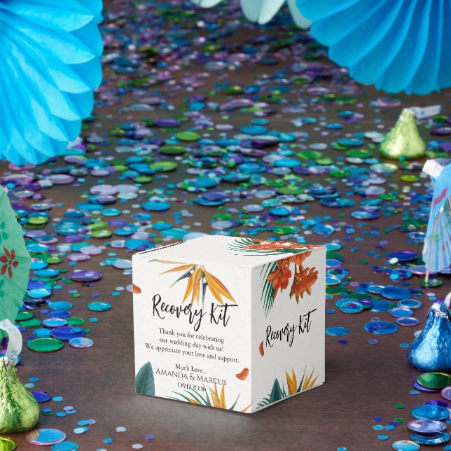 Tropical Flowers Classy Wedding Recovery Kit Favour Box (Party)