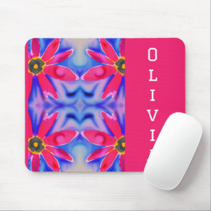 tropical flowers colourful watercolor mouse mat