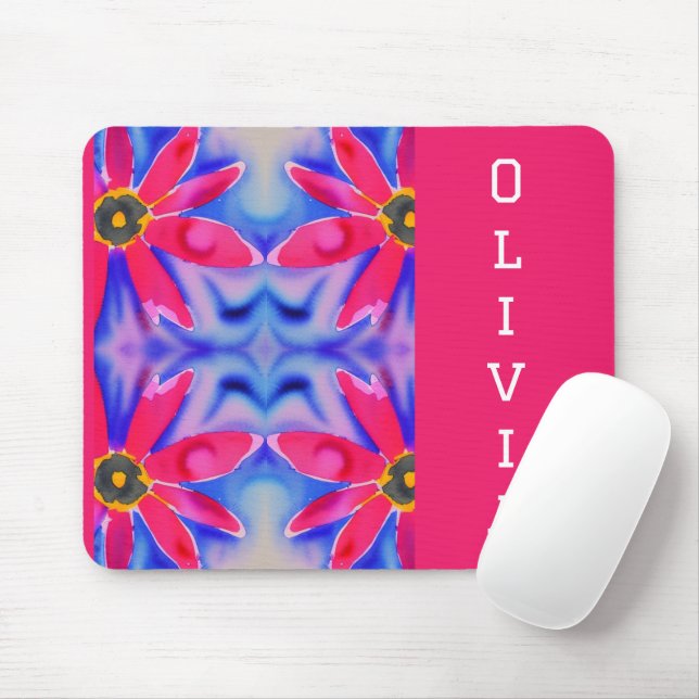 tropical flowers colourful watercolor mouse mat (With Mouse)