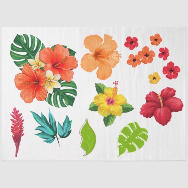Tropical Flowers Decoupage Tissue Paper (Front)