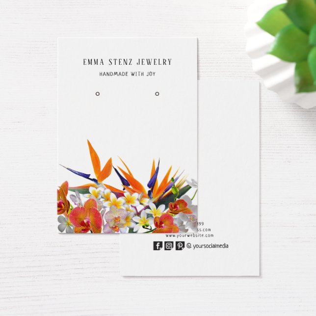 Tropical Flowers Earring Display Card (Desk)