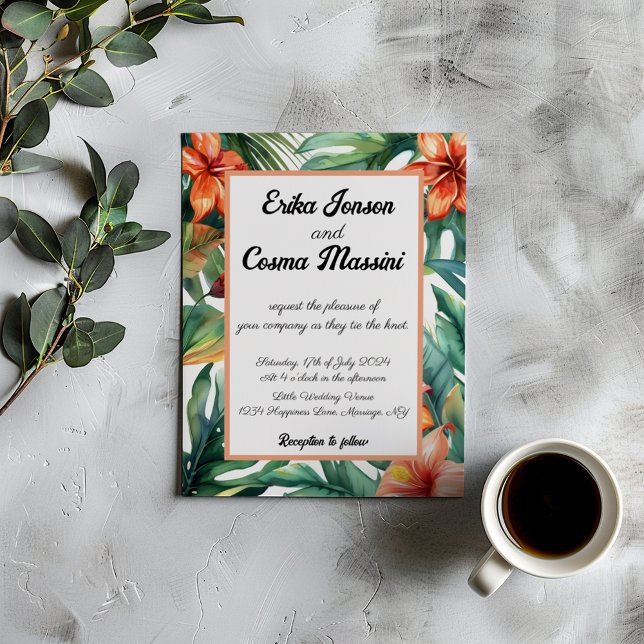 Tropical Flowers Exotic Wedding Invitation (Creator Uploaded)