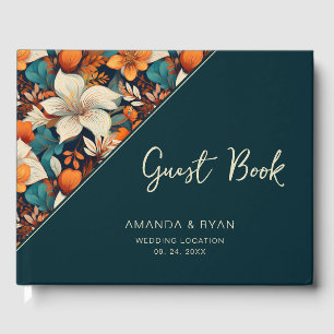 Tropical Flowers Floral Wedding Guest Book