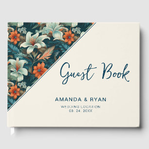 Tropical Flowers Floral Wedding Guest Book