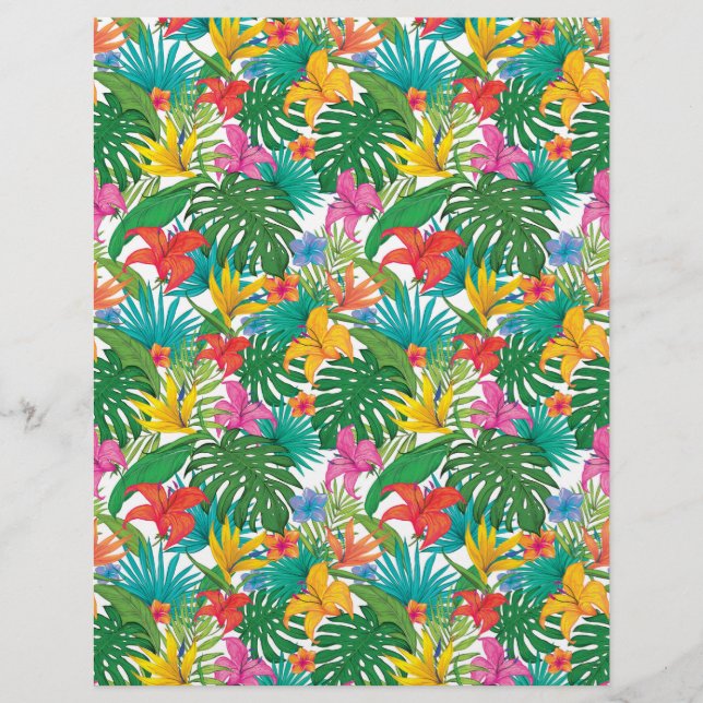 Tropical Flowers Foliage Colorfull Craft Paper (Front)