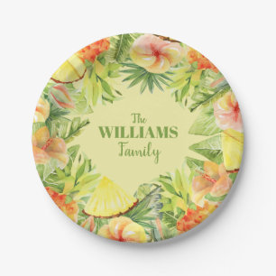 Tropical Flowers Fruit Greenery Paper Plate