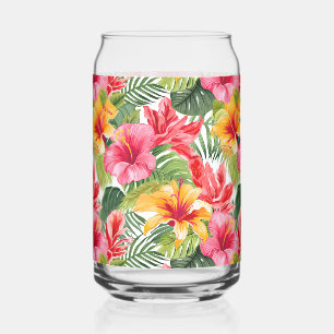 Tropical Flowers Glassware Can Glass