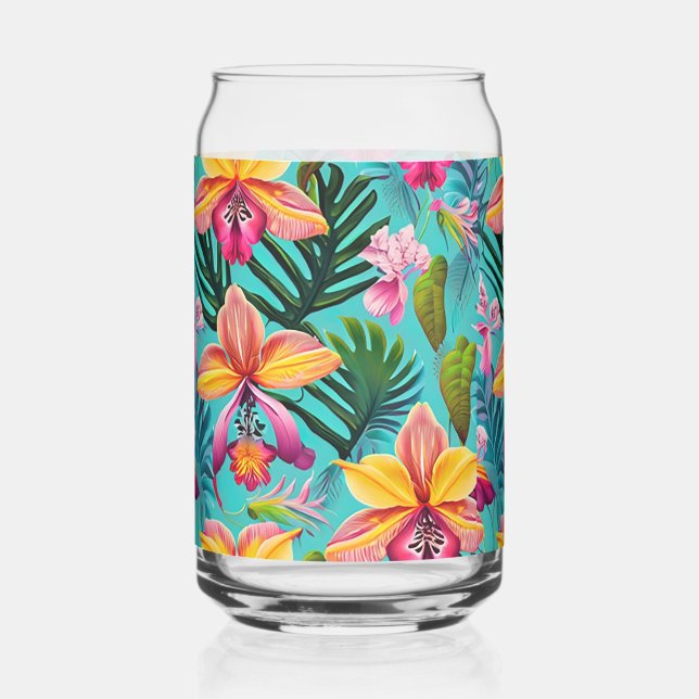 Tropical Flowers Glassware Can Glass (Front)