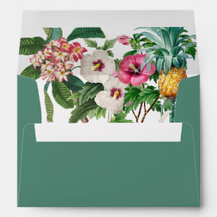 Tropical Flowers & Greenery 5x7 Wedding  Envelope