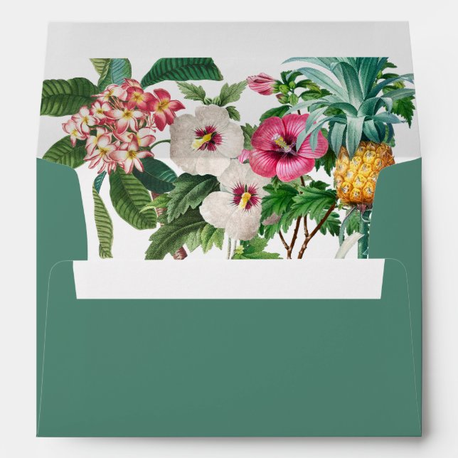 Tropical Flowers & Greenery 5x7 Wedding  Envelope (Back (Bottom))
