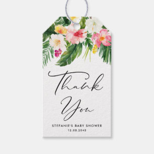 Tropical Flowers Greenery Baby Shower Thank You Gift Tags