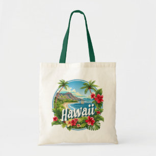 Tropical Flowers Hawaii Beach Mountains Travel Art Tote Bag