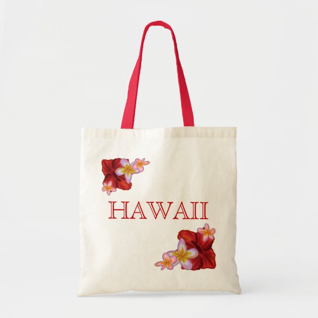 Tropical flowers Hawaii reusable bag (Front)