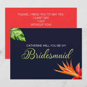 Tropical Flowers Heart Will you be my bride? Invitation