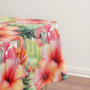 Tropical Flowers Hibiscus Tablecloth