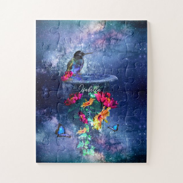  Tropical flowers,hummingbird,butterfly and stars Jigsaw Puzzle (Vertical)