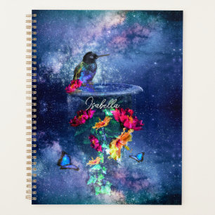 Tropical flowers,hummingbird,butterfly and stars Planner