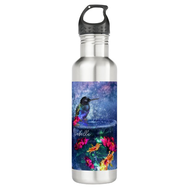  Tropical flowers,hummingbird personalized 710 Ml Water Bottle (Front)