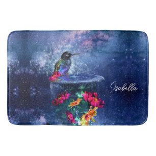  Tropical flowers,hummingbird personalized Bath Mat