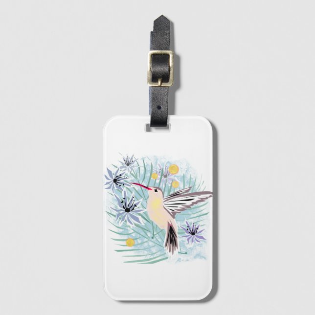 Tropical flowers, hummingbirds. luggage tag (Front Vertical)