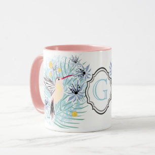 Tropical flowers, hummingbirds. mug
