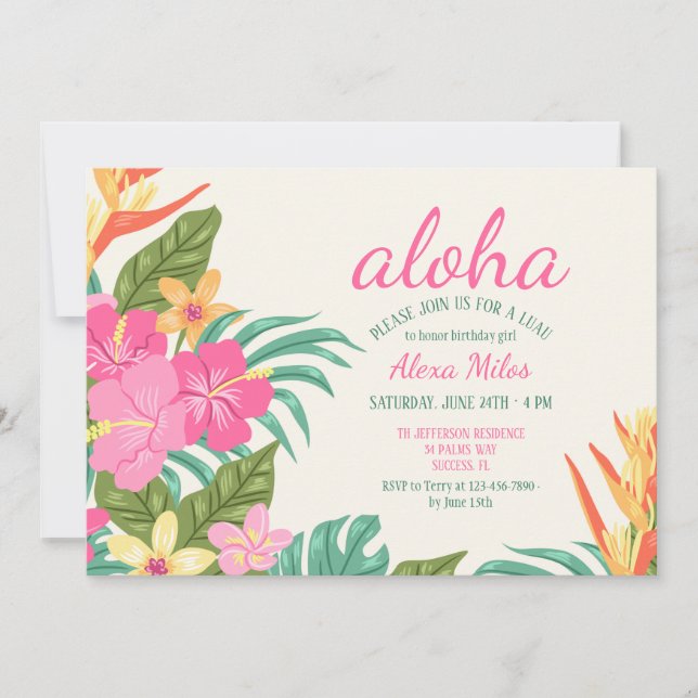 Tropical Flowers Invitation (Front)