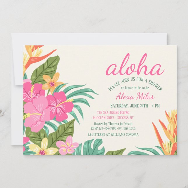Tropical Flowers Invitation (Front)