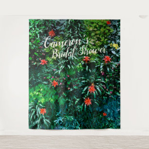 Tropical Flowers Island Bridal Shower Backdrop Tapestry