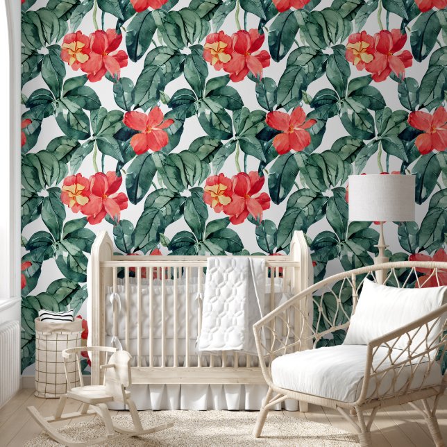 Tropical flowers jungle leaves hawaiian paradise  wallpaper (Kids)