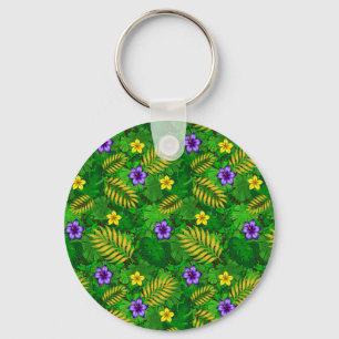 tropical flowers key ring