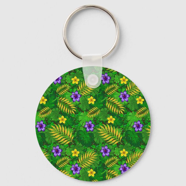 tropical flowers key ring (Front)
