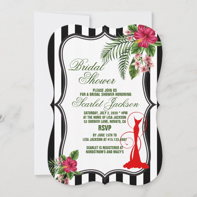 Tropical Flowers & Leaves Bridal Shower Invitation (Front)