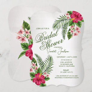 Tropical Flowers & Leaves Bridal Shower Invitation