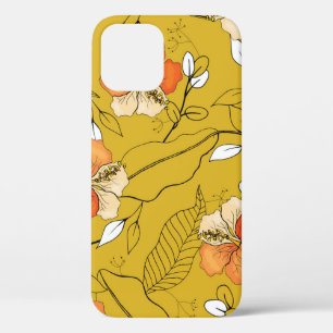 Tropical Flowers Leaves: Exotic Wallpaper. iPhone 12 Case