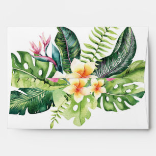 Tropical Flowers & Leaves Floral Invitation Envelope