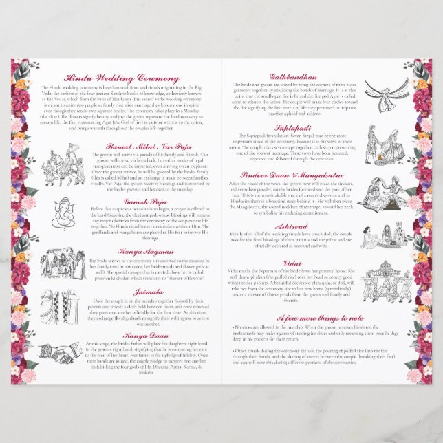 Tropical Flowers & Leaves Hindu Wedding Ceremony (Back)