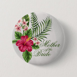 Tropical Flowers & Leaves Mother of the Bride 6 Cm Round Badge