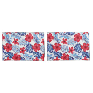 Tropical Flowers Leaves Pillowcase