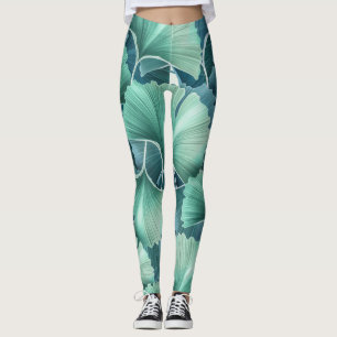 Tropical flowers, leaves, seamless background leggings