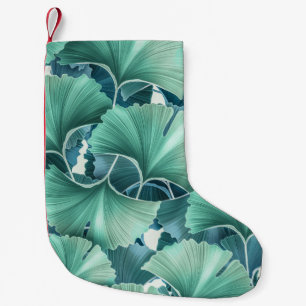 Tropical flowers, leaves, seamless background small christmas stocking