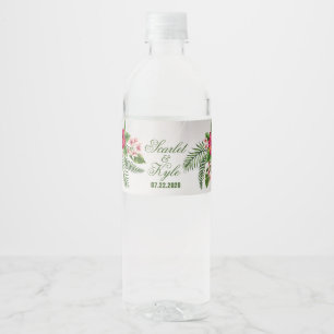Tropical Flowers & Leaves Water Bottle Labels