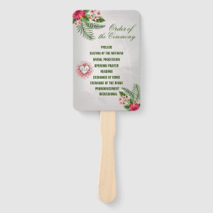 Tropical Flowers & Leaves Wedding Hand Fans